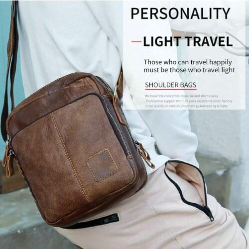 Casual Genuine Leather Men Messenger Small Mens Leather Bag Retro Office Business Bag For Man Male Crossbody Bag Shoulder Bag