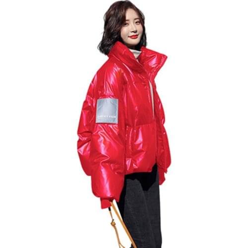 Down jacket woman autumn winter parker jacket female short student loose stand-up collar white duck down bread clothing overcoat