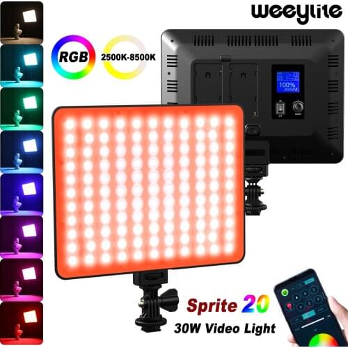 Weeylite Sprite20 30W RGB Adjustable LED Camera Video Light with APP Control Photography Lamp Studio Lighting for TikTok YouTube