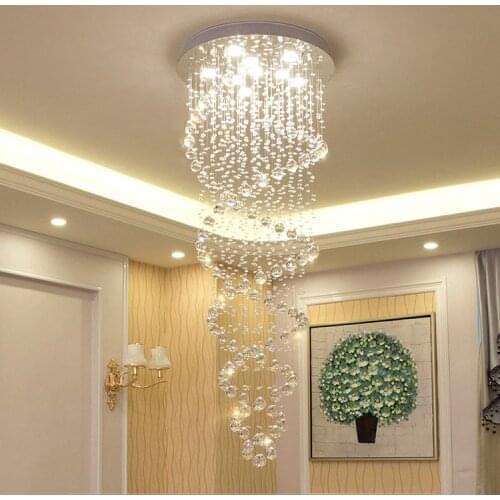 Luxury Crystal Chandelier Modern Indoor Lighting Fixture For Living Room Staircase Lobby Led Cristal Lamp Stainless Home Decor