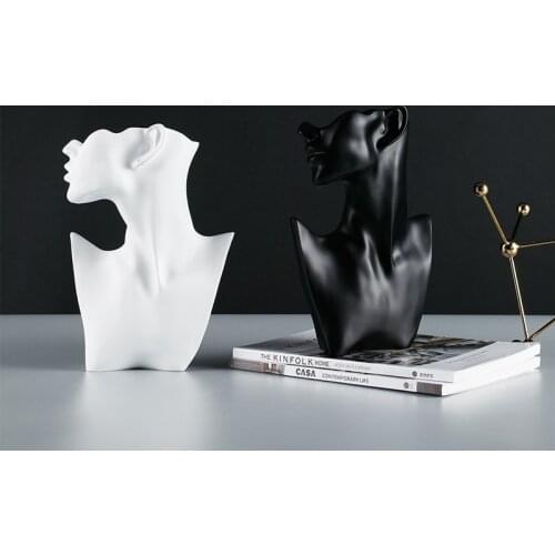 Nordic creative modern black and white human head small sculpture ornaments resin simple art meditation statue home accessories
