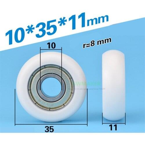 SWMAKER 10pcs 10*35*11mm ball pulley, mechanical hardware, 6000ZZ bearing roller, POM wrapped plastic wheel, nylon guide wheel
