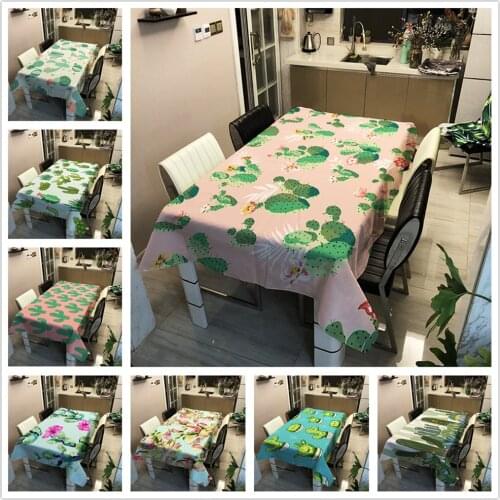 GCTNBJL Table Cloth of Textile Tropical Color Cactus Plants Flower Pattern Home Decor Polyester Cloth Tablecloth Beach Blanket