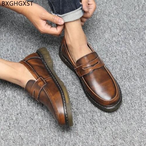 Penny Loafers Men Formal Shoes Genuine Leather Brown Party Shoes for Men 2021 Black Dress Shoes Mens Fashion Zapatos De Hombre
