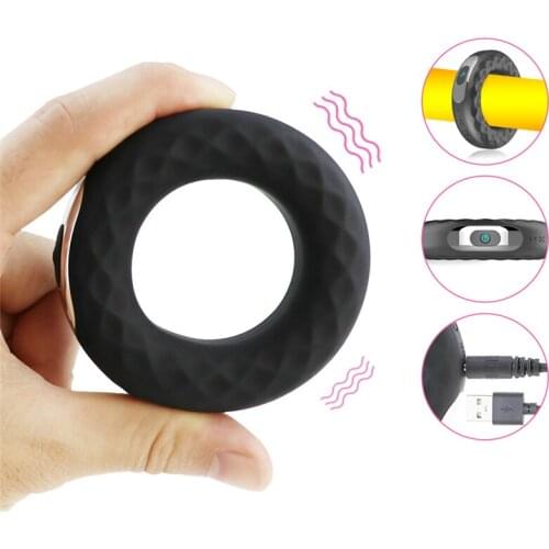 Vibrating Dick Ring Silicone Cock Ring Delay Ejaculation Erection Lock Ring Penis Vibrator Long Lasting Adults Sex Toys For Men