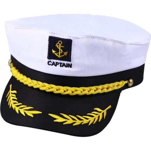 Adult Yacht Boat Ship Sailor Captain Costume Hat Cap Navy Marine Admiral Boat Skipper Ship Sailor Captain for Men Women