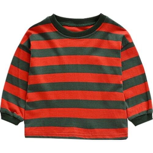 2019 spring new fashion T-shirt Girl cotton long sleeve striped T-shirt Girls striped casual t-shirt Girl breathable sweatshirt