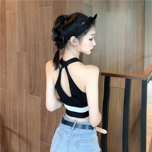 Women Corset Tops Cutout Sling Summer Crop Halterneck Vest Tank Camis Crop Top For Women