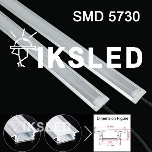 100pcs 50cm LED Bar Lights White Warm White Cold White DC12V 5730 LED Rigid Strip LED Tube with U Aluminium Shell + PC Cover