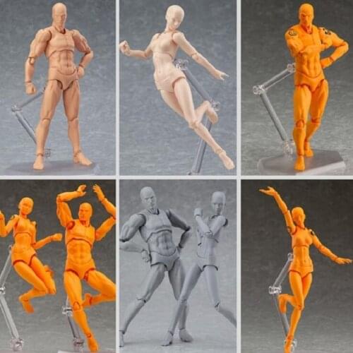 13cm artist Art painting Anime figure SHF Sketch Draw Male Female Movable body joint Action Figure Toy model draw Mannequin