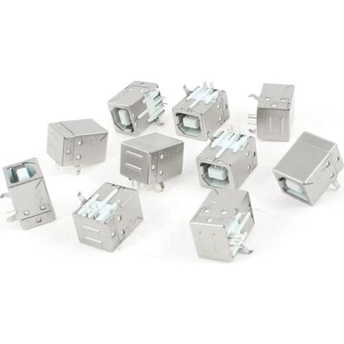 2015 Hot 10 pcs PCB Mount 90 Degree 4 Pin USB 2.0 Type B Female Jack Socket