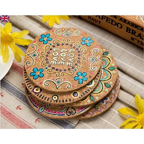 4pcs Round Cork Coaster Placemat Drink Cup Mat Tea Pad Wooden Tablemat Bowl Pad Pot Mat Heat Insulation