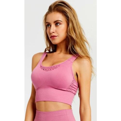 8colors Women Energy Seamless Sport Bra Gym Top Fitness Yoga Bra Padded Push Up Shockproof Running Back Cross Strappy Sports Bra