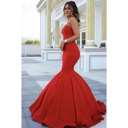 Red Mermaid Long Evening Dresses 2020 Sexy Women Formal Party Night Prom Dress Elegant Robe De Soiree For Wedding Party Dress