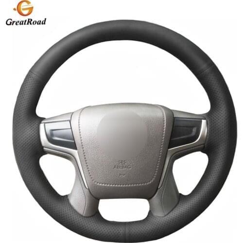 BlackGenuine leatherr Car Steering Wheel Cover for Toyota Land Cruiser 2016 2017 2018 2019 Land Cruiser Prado 2018