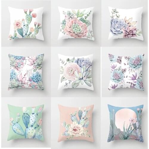 Cactus Flower Throw Pillow Case Desert Plants Cushion Covers for Home Sofa Chair Decorative Pillowcases