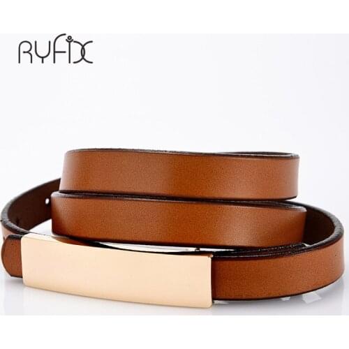 Designer Belt For Women Thin genuine Leather Belt For dress Tan black Plain color BL339