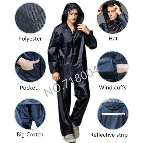 Raincoat poncho women men waterproof Trench Coat Rain coat Pants Set outdoor Split Rain Suit chubasqueros mujer