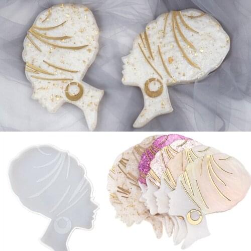 Afro Female Silicone Resin Mold Large Woman Head Tray Beauty Irregular Mirror Silicone Mould Coaster Baking Mould for Epoxy E56C