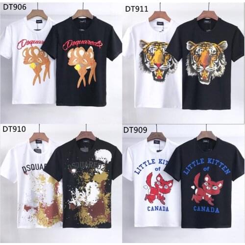 DSQUARED2-Men Women O Neck Short Sleeve T Shirt Authentic Pure Cotton Hip Hop DSQ T-Shirt