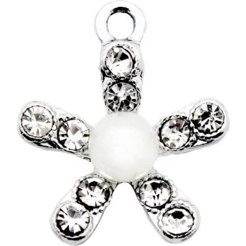 Hot Sale 20pcs/lot Metal Silver Starfish Crystal Pearl Dangle Charms Lobster Clasp Charms For Necklace Bracelet DIY Jewelry