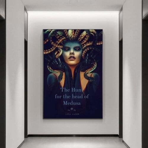 Hunt Medusa Head with Snake Portrait Canvas Art Oil Paintings Wall Art Posters Prints Wall Pictures for Living Room Home Cuadros