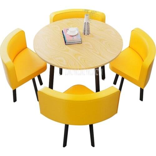 80CM/70CM Four Person Coffee Table With chair Combination Negotiation Reception Table Set Drinking Shop Leisure Round Tea Table