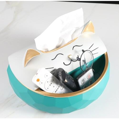 Contracted cute cat tissue box sitting room tea table remote control household paper receive a case furnishing articles