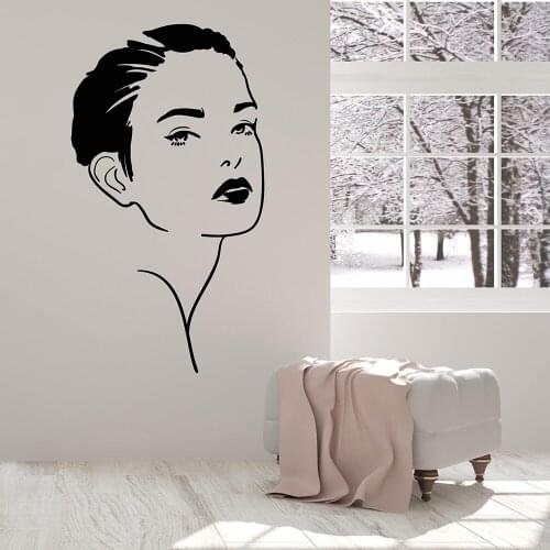 Beautiful Woman Face Girl Lady Make Up vinyl wall sticker home decor bedroom decal diy art mural wallpaper