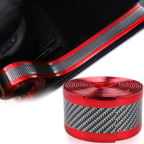 Red Carbon Fiber Car Sticker Bumper Guard Decal Door Plate Sill Scuff Anti Scratch Protector Car Accessories For BMW VW Passat