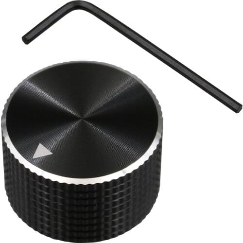 5Pcs Black aluminum 25*15.5*6.35mm knob cap with the pointer hole forr potentiometer