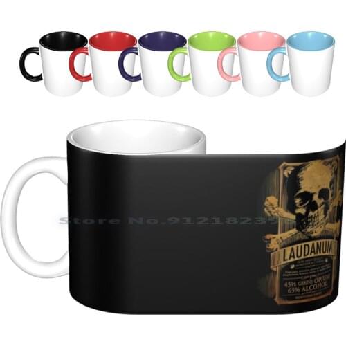 Laudanum Goth Steampunk Label Ceramic Mugs Coffee Cups Milk Tea Mug Laudanum Goth Gothic Steam Steampunk Cosplay Gears Medicine