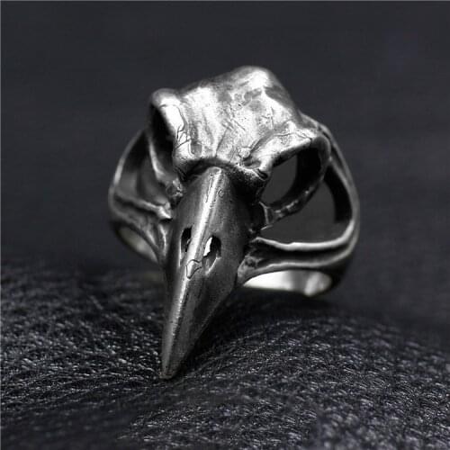 Fashion Creative Bird Head Ring Retro Handmade Personality Domineering Mens Skull Ring