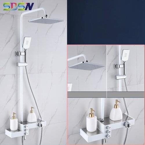 Bathroom Shower Set Bath Faucet Shower System,Brass Chrome Shower System Square Hand Shower Head Set Bathroom Faucet-mixer Set