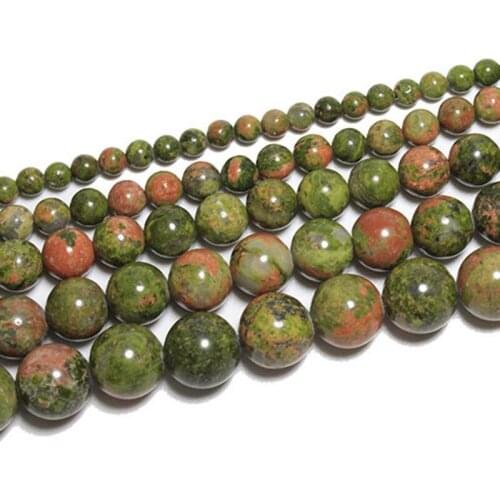4-12mm Natural Round Green Red Epidote Unakite Stone Beads For Jewelry Making Beads Bracelets 15'' Needlework DIY Beads Trinket