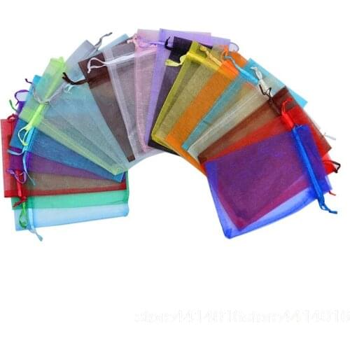 9x12cm Hot Sale Style Plain Organza Bag Bundle Mouth Gift Snow Organza Bag Cosmetic Storage Wedding Decorations 77