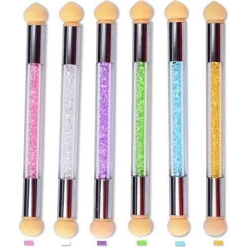 Portable Washable Double Head Sponge Smudge Pen Nail Art Painting Dotting Tool Soft sponge material made, give you comfortable