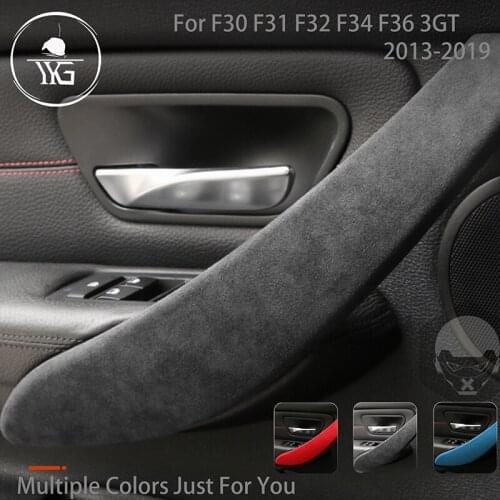 Turn Fur Suede Wrap Cover For BMW 3 4 Series F30 F31 F32 F34 F36 3GT 2013-2019 Door Handle Trim ABS Molding Car Interior