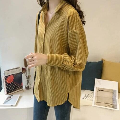 Causal Women Shirts Long Sleeve Turn Down Collar Blouse Shirt Yellow Pink Women Tops Blusas Feminina DD2366