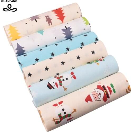 QUANFANG 6pcs/lot Christm Pattern Twill Printed Cotto Fabric For Patchwork DIY quilts Cloth Quilting Sewing Baby Children bird