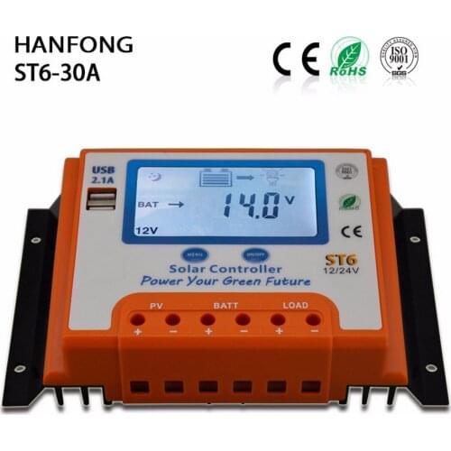 ST6 60A Solar Controller 12v/24v Auto Switching Inverter Controller LCD Auto Solar Charge Controller Solar Panel PV Regulator