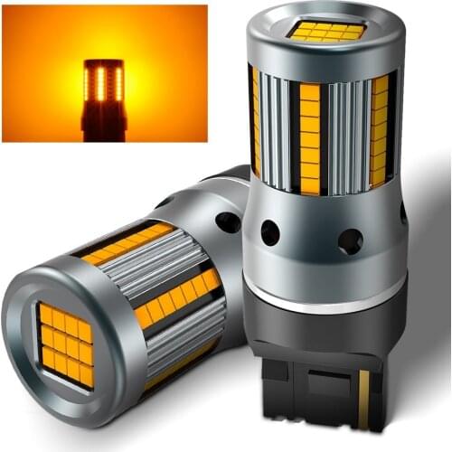 Amber 7440 W21W T20 LED Bulb CANBUS Free Turn Signals Light High Decoding Rate Load Resistor Anti Hyper Flash Error Code Blinker