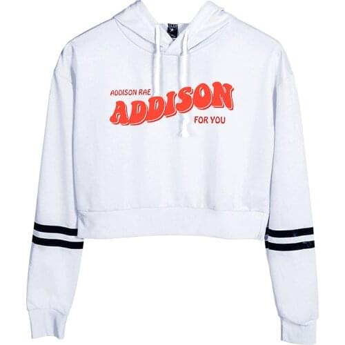 Nieuwe Addison Rae Hoodie Printed Lange Mouwen Bijgesneden Navel Trui Vrouwen Hoodies Casual Streetwear Mode Kleding Sexy tops