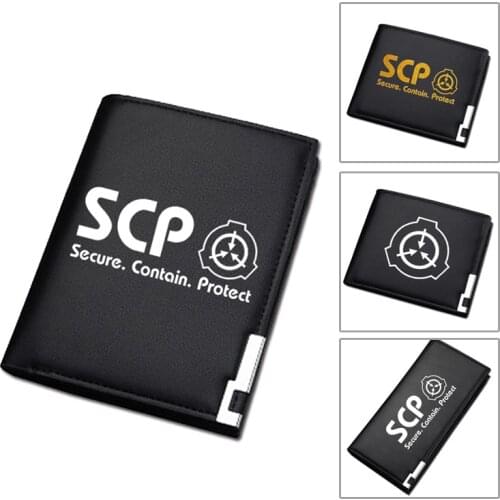 SCP Secure Contain Protect Print Unisex Long Purse Pu Leather Short Wallet SCP ID Card Holder Women Money Bag Coin Change Purses