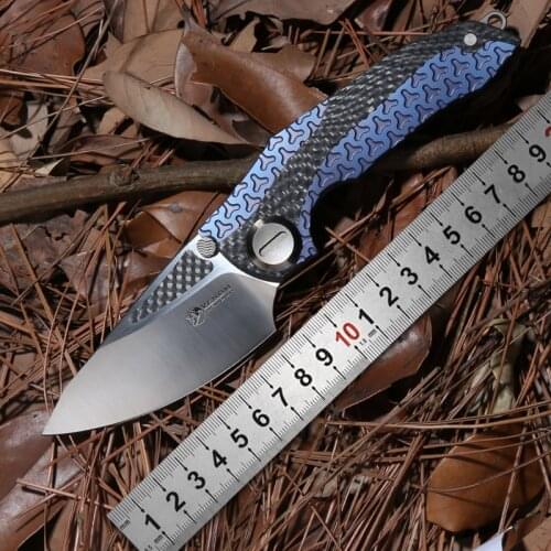 VENOM ARMOUR M390 blade Titanium CF Flipper folding knife outdoor survival camping hunting pocket kitchen fruit knives EDC tools