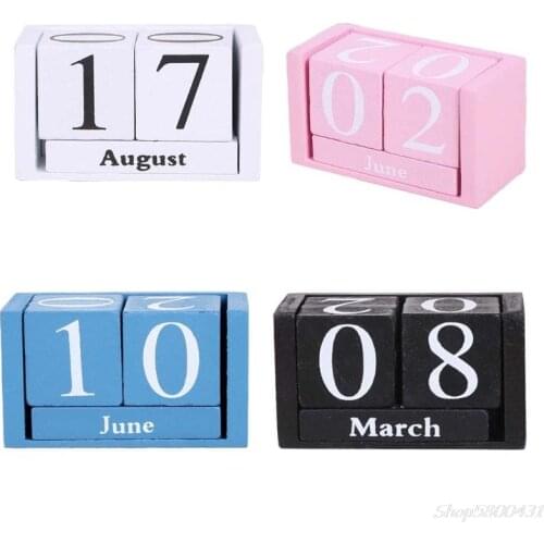 Vintage Wooden Perpetual Calendar Eternal Blocks Month Date Display Desktop Accessories Photography Props O21 20 Dropshipping