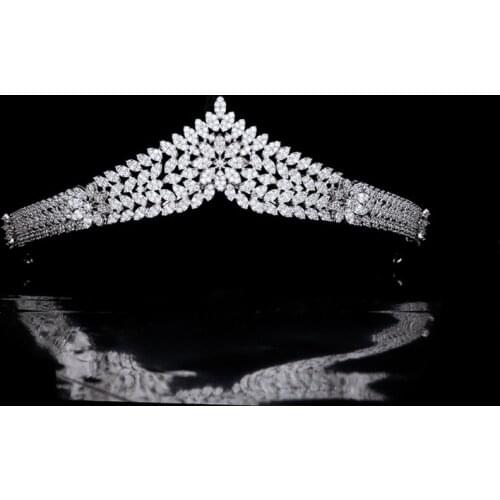 Top Quality European Brides Gold Flower Zircon Hairbands Crystal Tiara Crowns Wedding Hair Accessories Birthday Gift