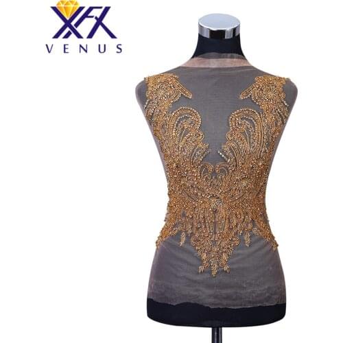 XFX VENUS 1Pcs Hand-sew Rhinestones Patches For Garments Applique Beads Embroidered Strass Trimming For Party Dresses