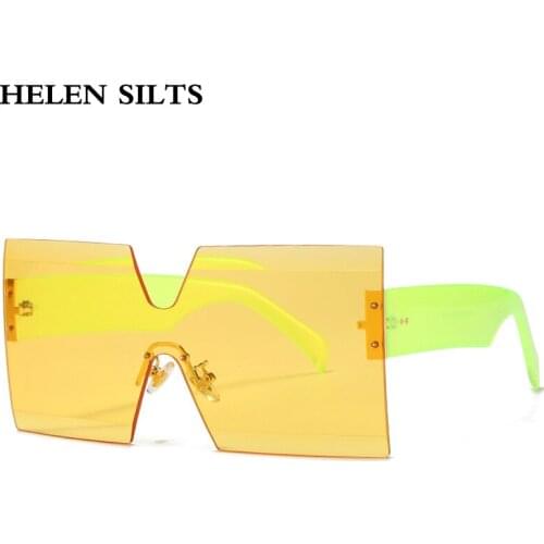 Ladies Square One Piece Sunglasses Unisex Fashion Sun Glasses Female Men Mask Goggles Trendy Rimless Glasses For Female UV400