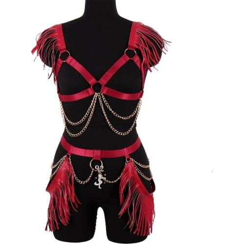 Womens Crop Top Stockings Bra Bondage Set Dance Party Wear Erotic Accessories Women Lingerie Body Set Goth Belt Sex Women Bra